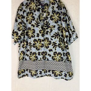 US Expedition Short Sleeve‎ Button-Up Casual Men's Hawaiian Shirt XL Blue Yellow